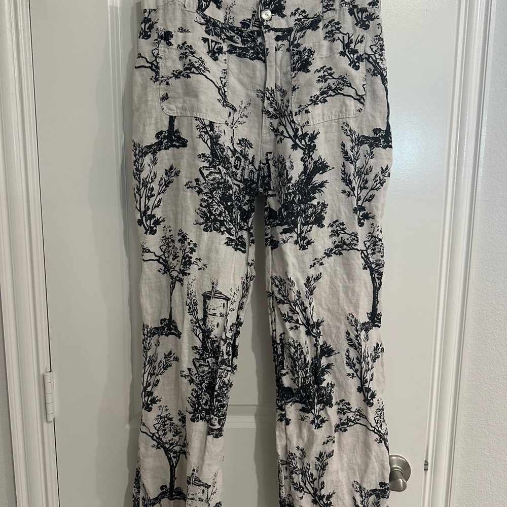 Joie Black and White Linen Pants